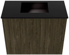 JOYA 50cm toiletmeubel kleur Shadow. Wastafel FAYE positie Midden Zonder kraangat kleur Urban.