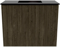 JOYA 50cm toiletmeubel kleur Shadow. Wastafel FAYE positie Midden Zonder kraangat kleur Urban.