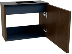 JOYA 50cm toiletmeubel kleur Walnut. Wastafel FAYE positie Rechts Zonder kraangat kleur Urban.