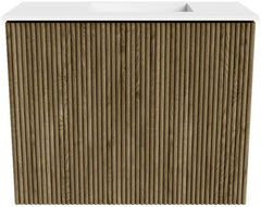 JOYA 50cm toiletmeubel kleur Dusk. Wastafel FAYE positie Rechts 1 kraangat kleur Talc.