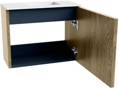 JOYA 50cm toiletmeubel kleur Dusk. Wastafel FAYE positie Rechts 1 kraangat kleur Talc.