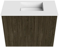 JOYA 50cm toiletmeubel kleur Shadow. Wastafel FAYE positie Rechts 1 kraangat kleur Talc.