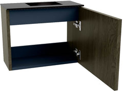 JOYA 50cm toiletmeubel kleur Shadow. Wastafel FAYE positie Rechts 1 kraangat kleur Urban.