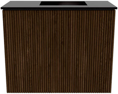 JOYA 50cm toiletmeubel kleur Walnut. Wastafel FAYE positie Rechts 1 kraangat kleur Urban