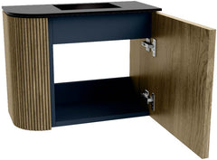 JOYA 51,6cm toiletmeubel ronding links kleur Dusk. Wastafel FAYE positie Rechts Zonder kraangat kleur Urban.