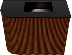 JOYA 51,6cm toiletmeubel ronding links kleur Ruby. Wastafel FAYE positie Rechts Zonder kraangat kleur Urban.