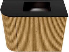 JOYA 51,6cm toiletmeubel ronding links kleur Oak. Wastafel FAYE positie Rechts 1 kraangat kleur Urban.