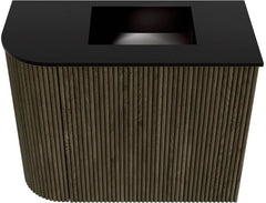 JOYA 51,6cm toiletmeubel ronding links kleur Shadow. Wastafel FAYE positie Rechts 1 kraangat kleur Urban.