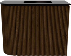 JOYA 51,6cm toiletmeubel ronding links kleur Walnut. Wastafel FAYE positie Rechts 1 kraangat kleur Urban.