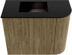 JOYA 51,6cm toiletmeubel ronding rechts kleur Dusk. Wastafel FAYE positie Links Zonder kraangat kleur Urban.