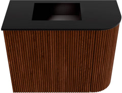 JOYA 51,6cm toiletmeubel ronding rechts kleur Ruby. Wastafel FAYE positie Links Zonder kraangat kleur Urban.