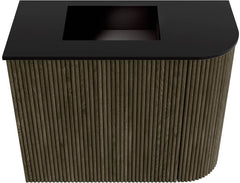 JOYA 51,6cm toiletmeubel ronding rechts kleur Shadow. Wastafel FAYE positie Links Zonder kraangat kleur Urban.