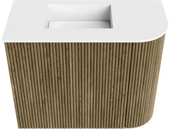 JOYA 51,6cm toiletmeubel ronding rechts kleur Dusk. Wastafel FAYE positie Links 1 kraangat kleur Talc.