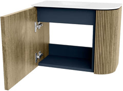 JOYA 51,6cm toiletmeubel ronding rechts kleur Dusk. Wastafel FAYE positie Links 1 kraangat kleur Talc.