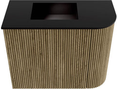 JOYA 51,6cm toiletmeubel ronding rechts kleur Dusk. Wastafel FAYE positie Links 1 kraangat kleur Urban.