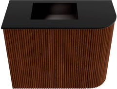 JOYA 51,6cm toiletmeubel ronding rechts kleur Ruby. Wastafel FAYE positie Links 1 kraangat kleur Urban.