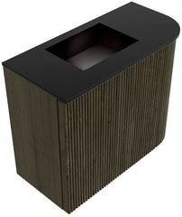 JOYA 51,6cm toiletmeubel ronding rechts kleur Shadow. Wastafel FAYE positie Links 1 kraangat kleur Urban.