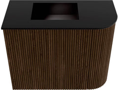 JOYA 51,6cm toiletmeubel ronding rechts kleur Walnut. Wastafel FAYE positie Links 1 kraangat kleur Urban.