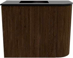 JOYA 51,6cm toiletmeubel ronding rechts kleur Walnut. Wastafel FAYE positie Links 1 kraangat kleur Urban.