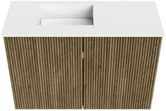 JOYA 60cm toiletmeubel kleur Dusk. Wastafel FAYE positie Links Zonder kraangat kleur Talc.