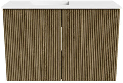 JOYA 60cm toiletmeubel kleur Dusk. Wastafel FAYE positie Links Zonder kraangat kleur Talc.