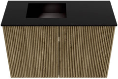 JOYA 60cm toiletmeubel kleur Dusk. Wastafel FAYE positie Links Zonder kraangat kleur Urban.