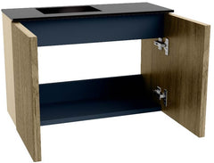 JOYA 60cm toiletmeubel kleur Dusk. Wastafel FAYE positie Links Zonder kraangat kleur Urban.