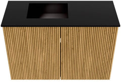 JOYA 60cm toiletmeubel kleur Oak. Wastafel FAYE positie Links Zonder kraangat kleur Urban.