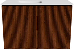 JOYA 60cm toiletmeubel kleur Ruby. Wastafel FAYE positie Links Zonder kraangat kleur Talc.