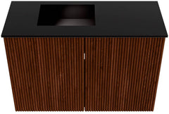 JOYA 60cm toiletmeubel kleur Ruby. Wastafel FAYE positie Links Zonder kraangat kleur Urban.