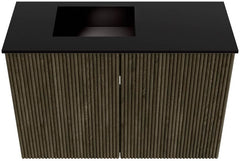 JOYA 60cm toiletmeubel kleur Shadow. Wastafel FAYE positie Links Zonder kraangat kleur Urban.