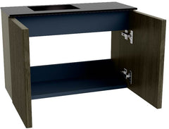 JOYA 60cm toiletmeubel kleur Shadow. Wastafel FAYE positie Links Zonder kraangat kleur Urban.