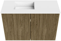 JOYA 60cm toiletmeubel kleur Dusk. Wastafel FAYE positie Links 1 kraangat kleur Talc.