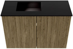 JOYA 60cm toiletmeubel kleur Dusk. Wastafel FAYE positie Links 1 kraangat kleur Urban.