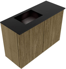 JOYA 60cm toiletmeubel kleur Dusk. Wastafel FAYE positie Links 1 kraangat kleur Urban.