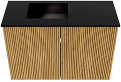 JOYA 60cm toiletmeubel kleur Oak. Wastafel FAYE positie Links 1 kraangat kleur Urban.