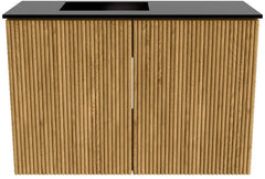 JOYA 60cm toiletmeubel kleur Oak. Wastafel FAYE positie Links 1 kraangat kleur Urban.