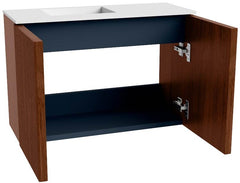 JOYA 60cm toiletmeubel kleur Ruby. Wastafel FAYE positie Links 1 kraangat kleur Talc.