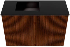 JOYA 60cm toiletmeubel kleur Ruby. Wastafel FAYE positie Links 1 kraangat kleur Urban.