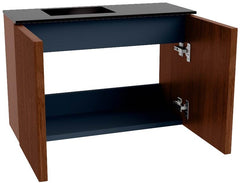 JOYA 60cm toiletmeubel kleur Ruby. Wastafel FAYE positie Links 1 kraangat kleur Urban.