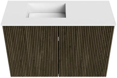 JOYA 60cm toiletmeubel kleur Shadow. Wastafel FAYE positie Links 1 kraangat kleur Talc.