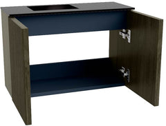 JOYA 60cm toiletmeubel kleur Shadow. Wastafel FAYE positie Links 1 kraangat kleur Urban.