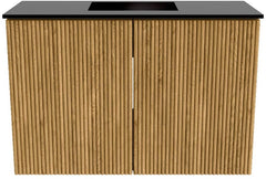 JOYA 60cm toiletmeubel kleur Oak. Wastafel FAYE positie Midden Zonder kraangat kleur Urban.