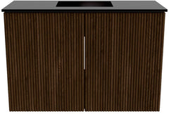 JOYA 60cm toiletmeubel kleur Walnut. Wastafel FAYE positie Midden Zonder kraangat kleur Urban.