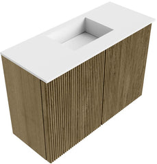 JOYA 60cm toiletmeubel kleur Dusk. Wastafel FAYE positie Midden 1 kraangat kleur Talc.