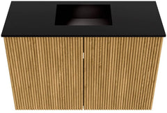 JOYA 60cm toiletmeubel kleur Oak. Wastafel FAYE positie Midden 1 kraangat kleur Urban.