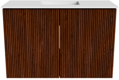 JOYA 60cm toiletmeubel kleur Ruby. Wastafel FAYE positie Midden 1 kraangat kleur Talc.