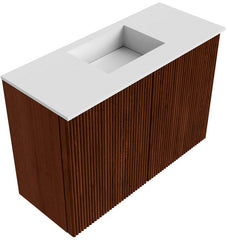 JOYA 60cm toiletmeubel kleur Ruby. Wastafel FAYE positie Midden 1 kraangat kleur Talc.