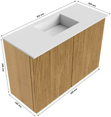 JOYA 60cm toiletmeubel kleur Ruby. Wastafel FAYE positie Midden 1 kraangat kleur Urban.