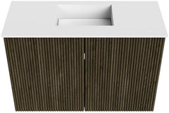 JOYA 60cm toiletmeubel kleur Shadow. Wastafel FAYE positie Midden 1 kraangat kleur Talc.